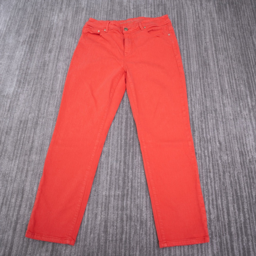 Chico's So Slimming Girlfriend Crop Jeans Coral Orange Size 0.5 Womens Stretch